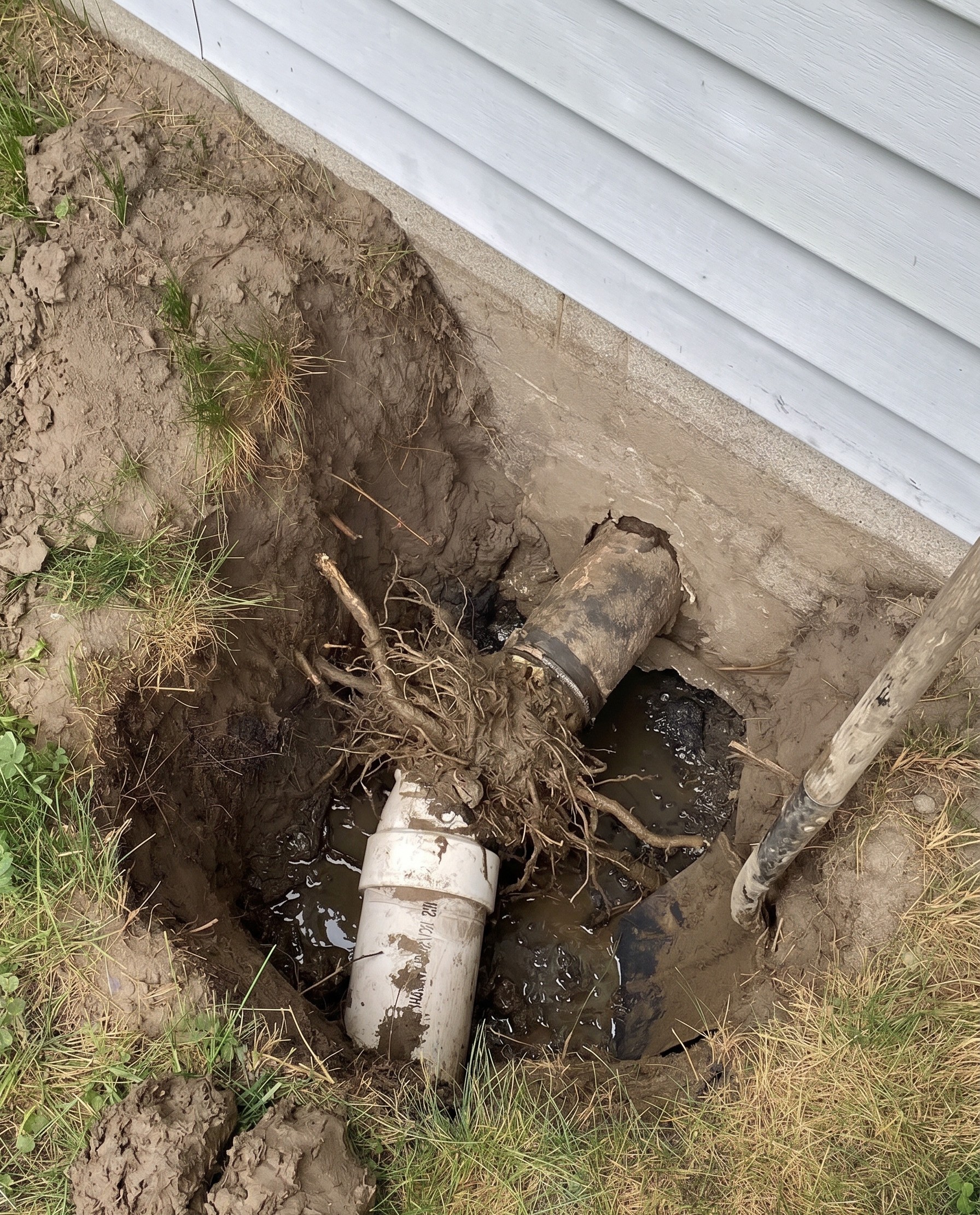 Before sewer line repair with roots in Palm Coast FL